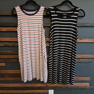 Striped Sleeveless Dresses With Pockets. Lot Of 2. Time And True. Size M.
